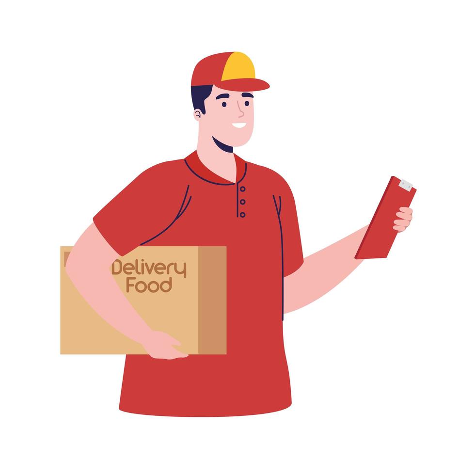 man courier of delivery food vector