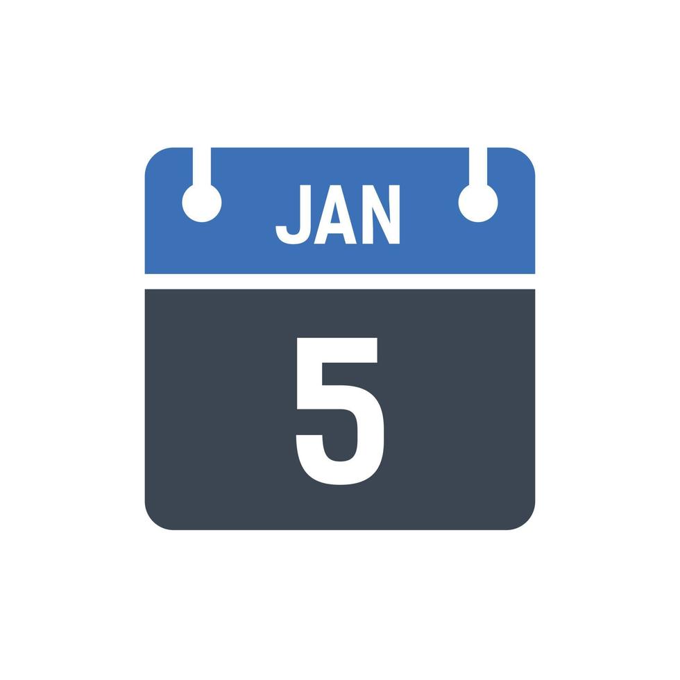 January 5 Date of Month Calendar vector