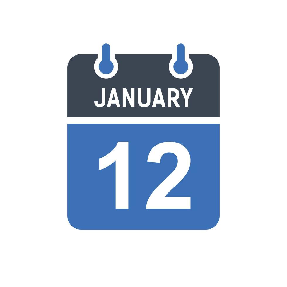 January 12 Calendar Date Icon vector