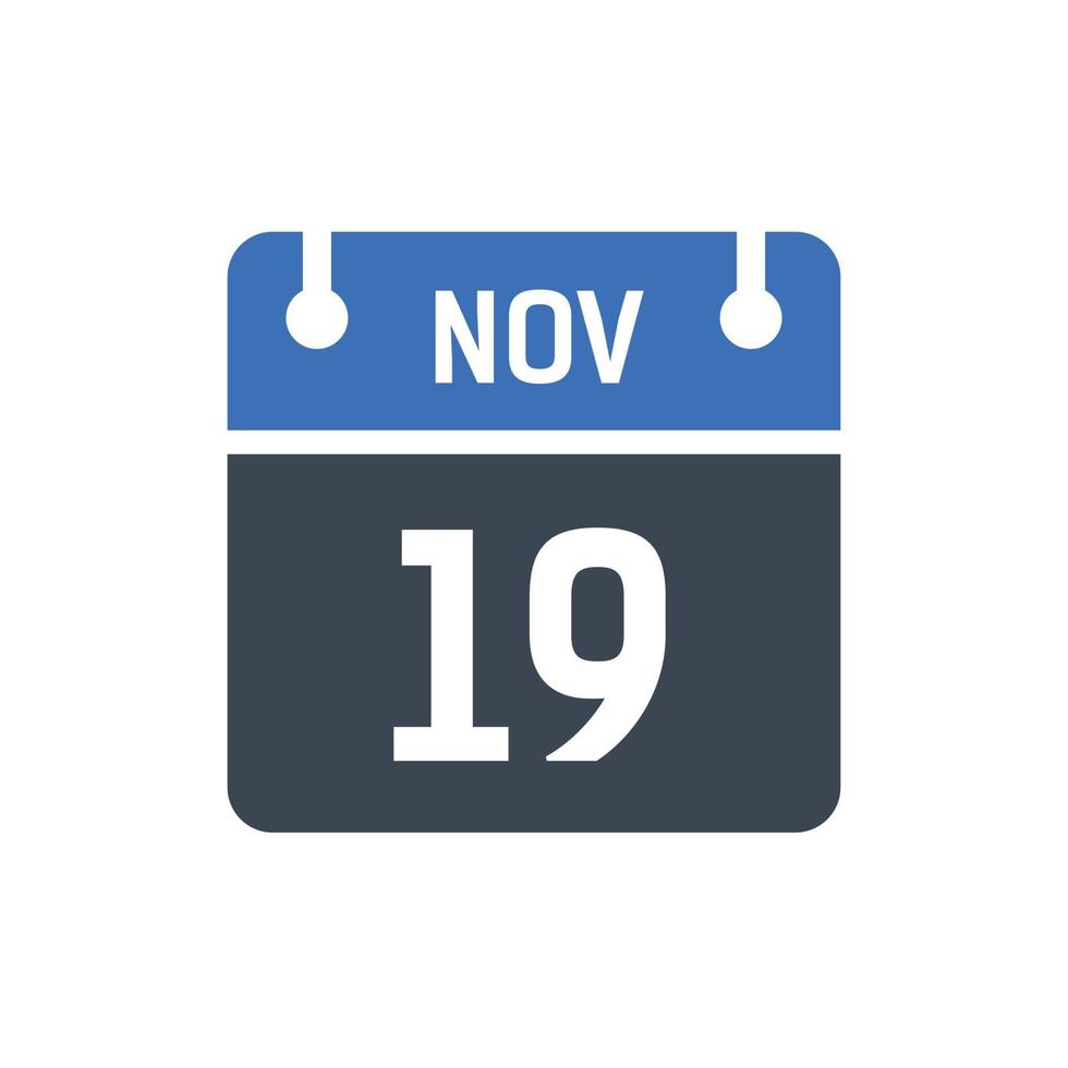 November 19 Calendar Icon, Date Icon vector