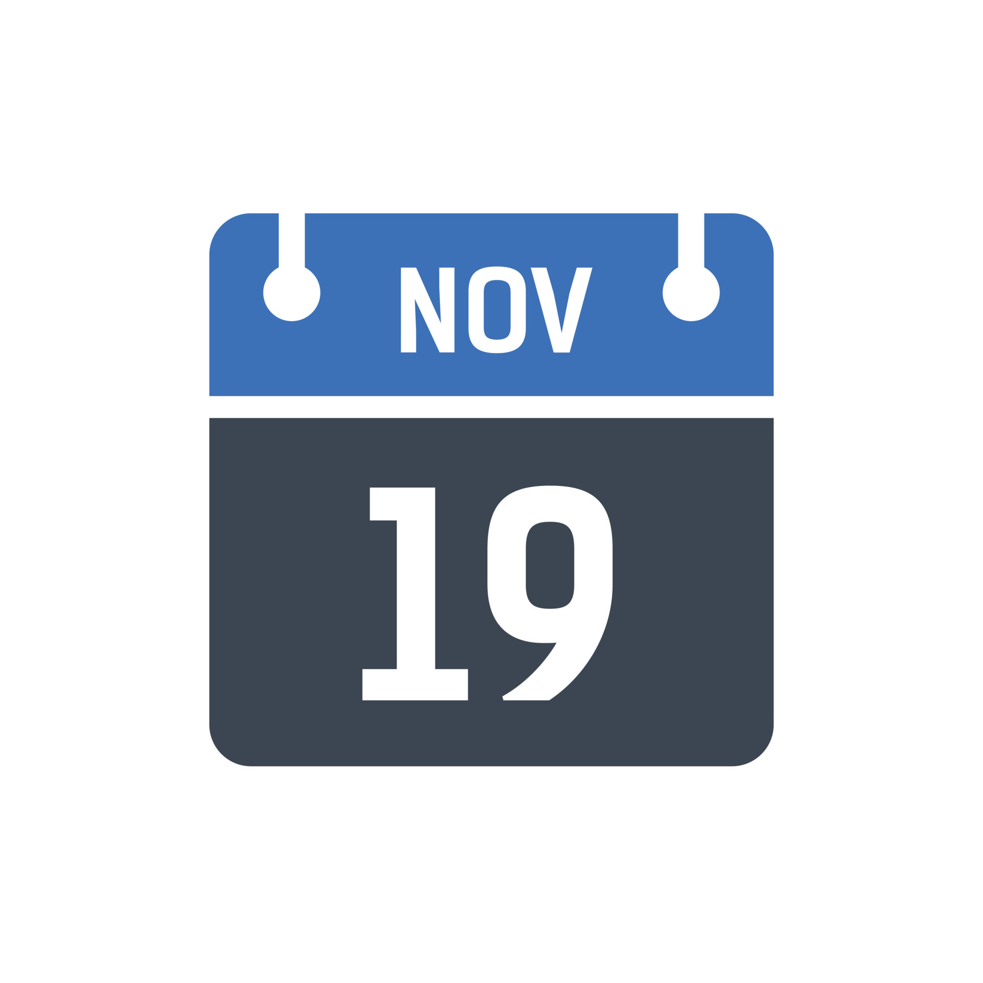 icono de calendario del 19 de noviembre, icono de fecha 5261535 Vector