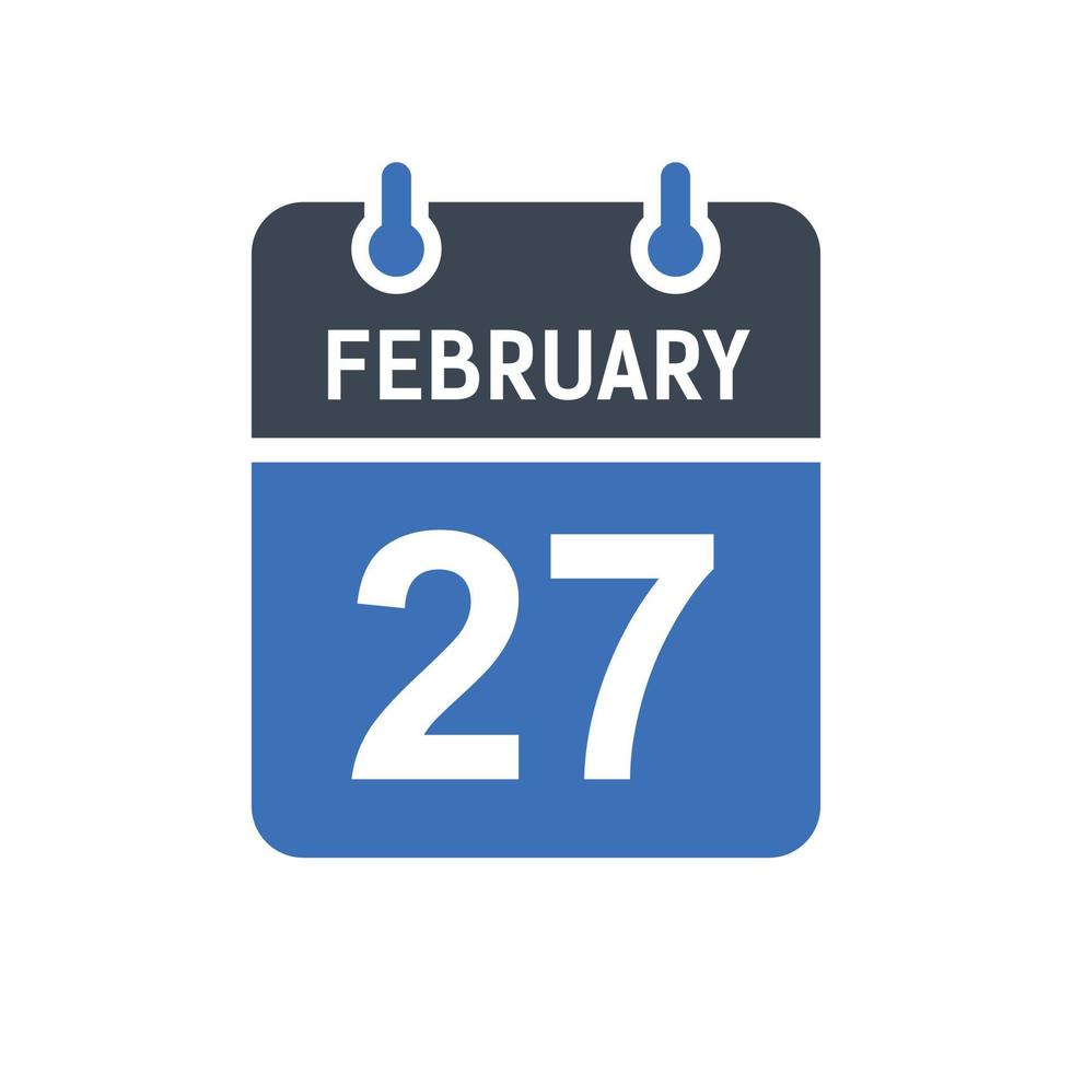 February 27 Calendar Date Icon vector