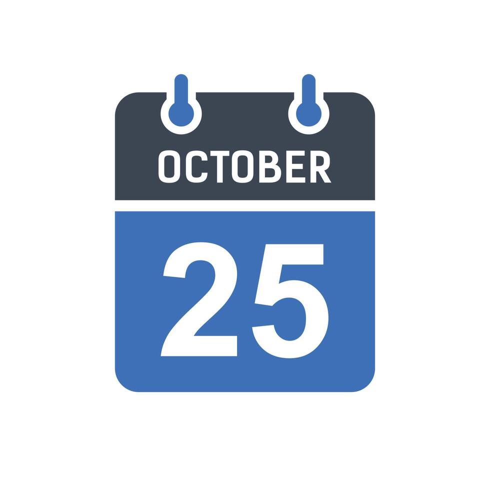 icono de la fecha del calendario del 25 de octubre vector