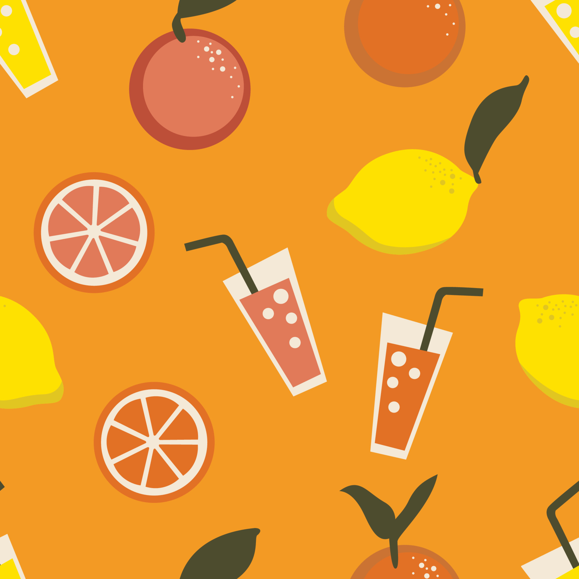 orange, lemon cute style vector seamless pattern. fruit juice cartoon on orange  background. summer colorful elements decorative cute. graphic of hand drawn  illustration for print, wallpaper, textile. 5261582 Vector Art at Vecteezy