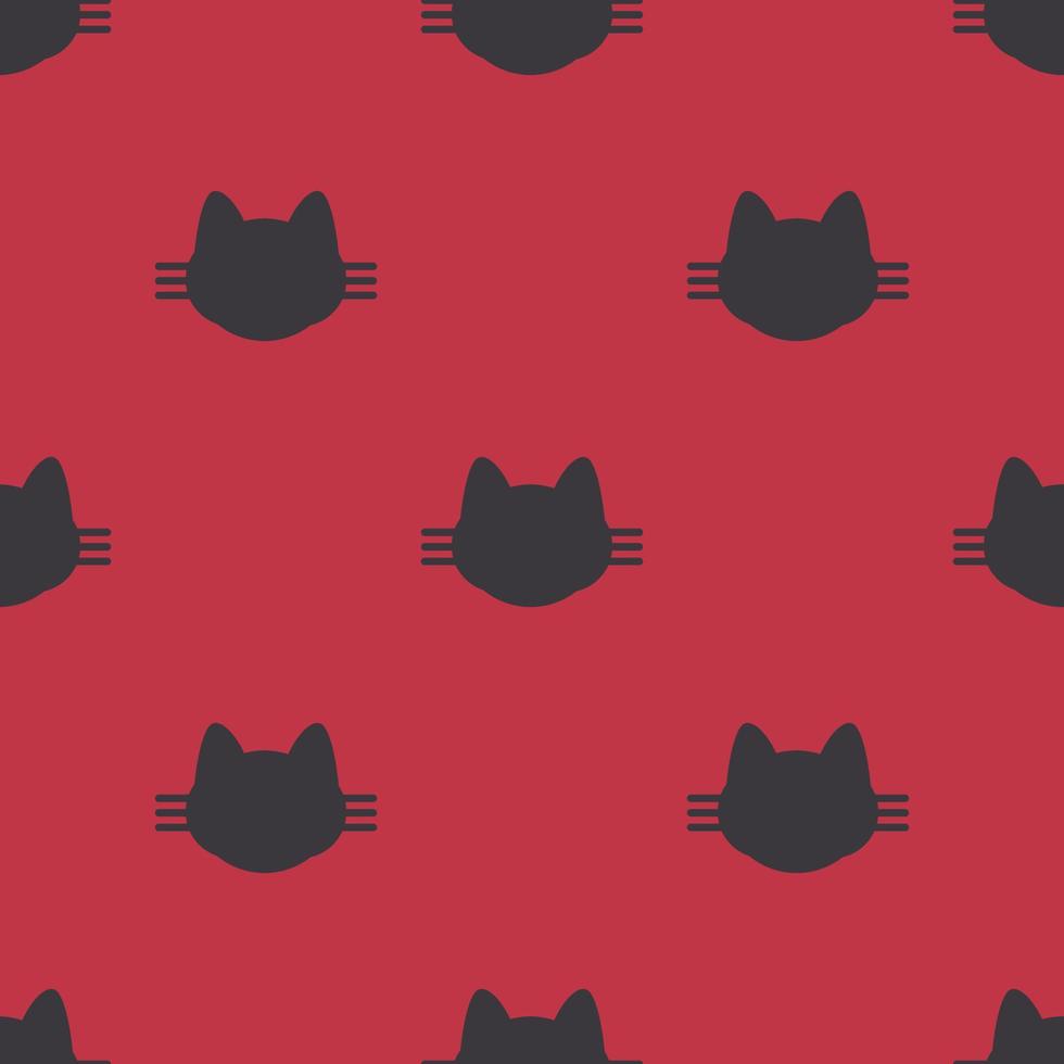 Cat pattern. black cat on red background. The seamless cute pattern and one character for T-shirt vector design for fashion, wrapping paper, background, wallpaper.