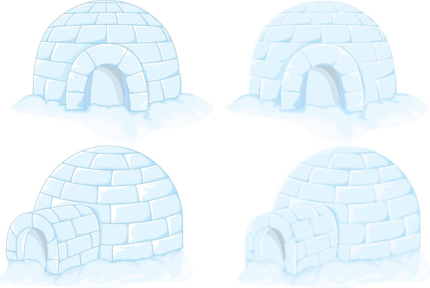 Igloo icehouse en diferentes variaciones vector aislado