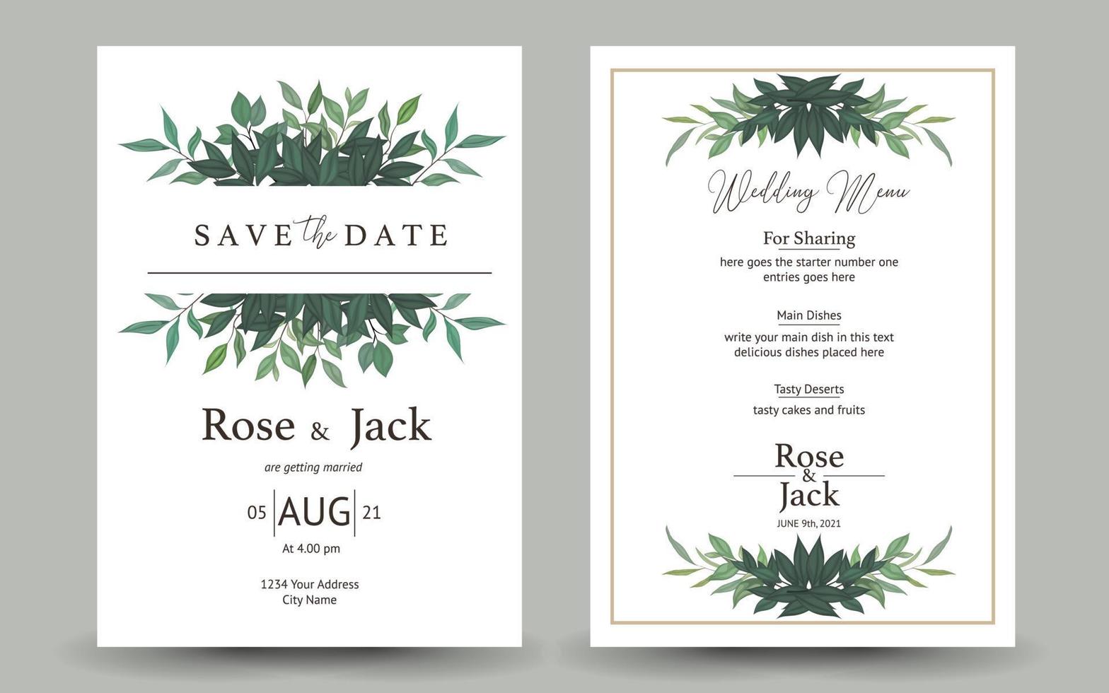 sets of wedding invitation design. beautiful floral and flowers bouquet. vector