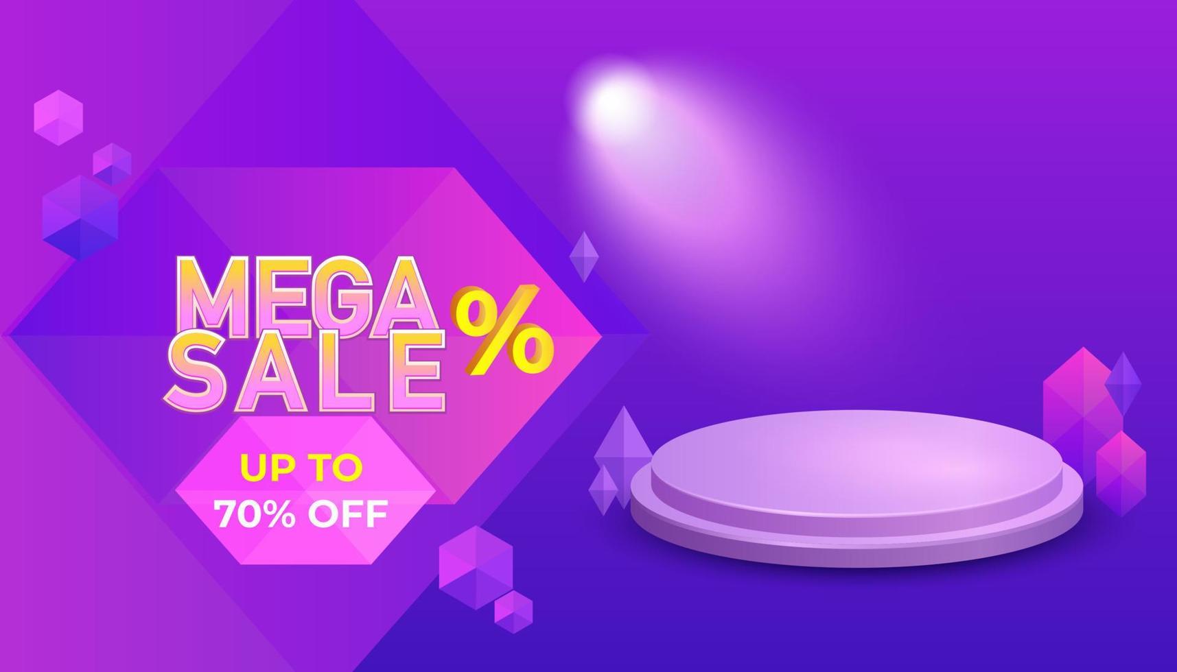 Mega sale banner template for special offer with podium vector
