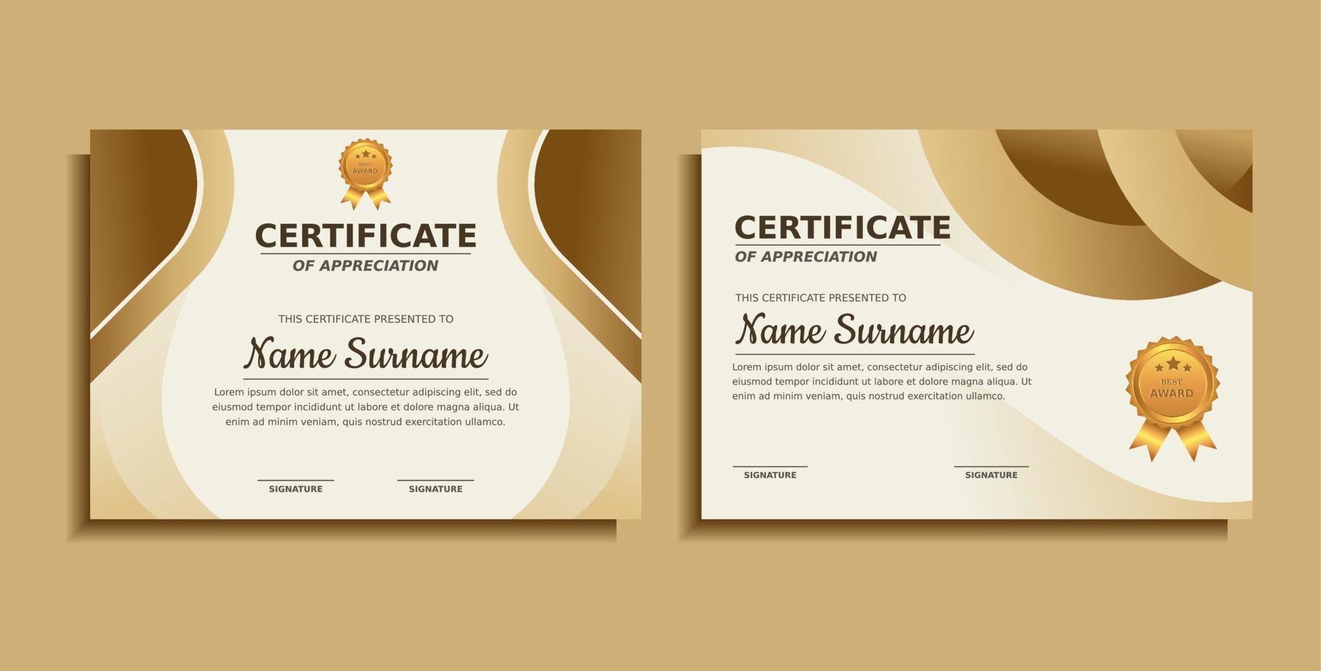 achievement award certificate design template vector
