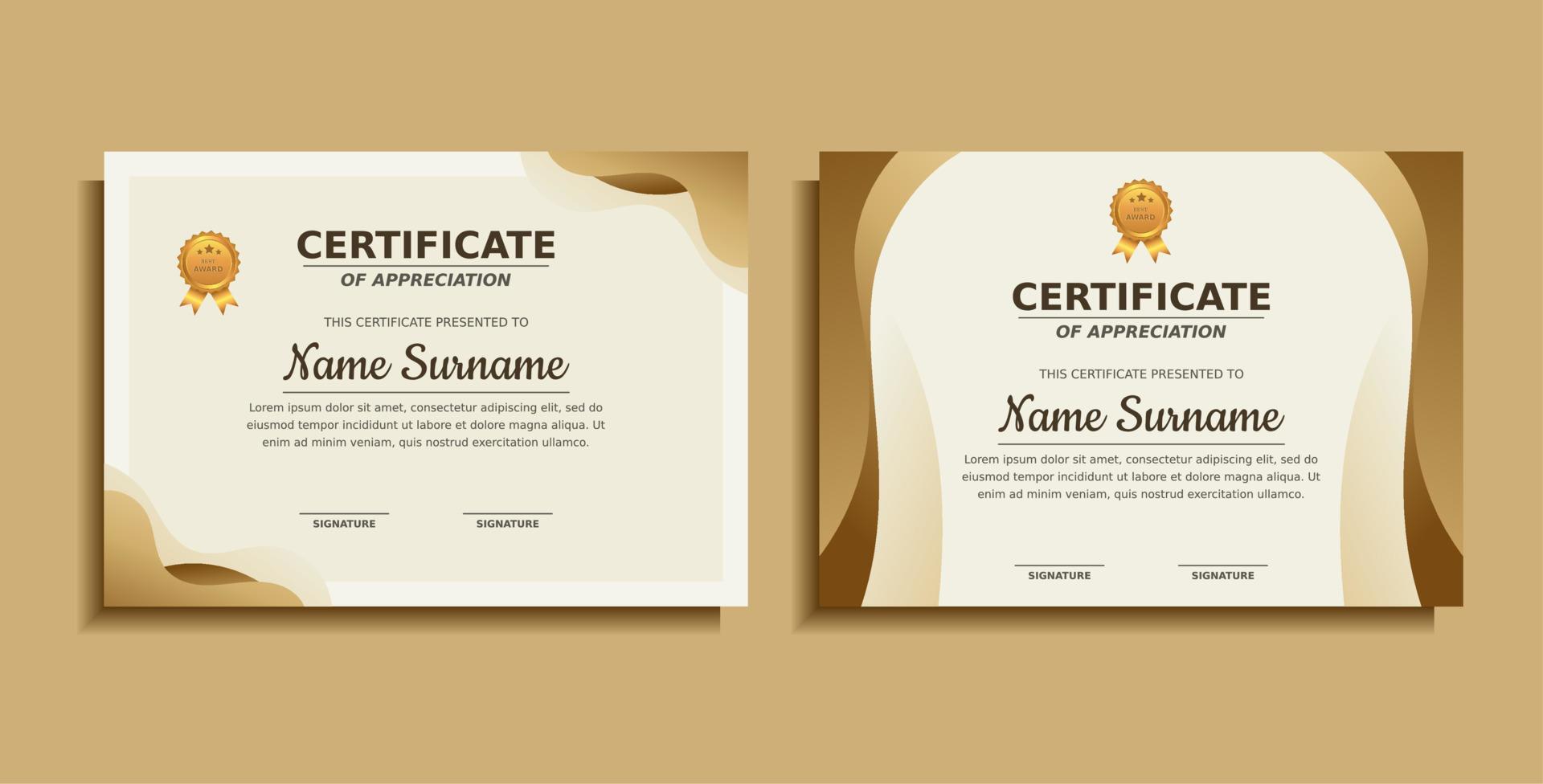 achievement award certificate design template vector