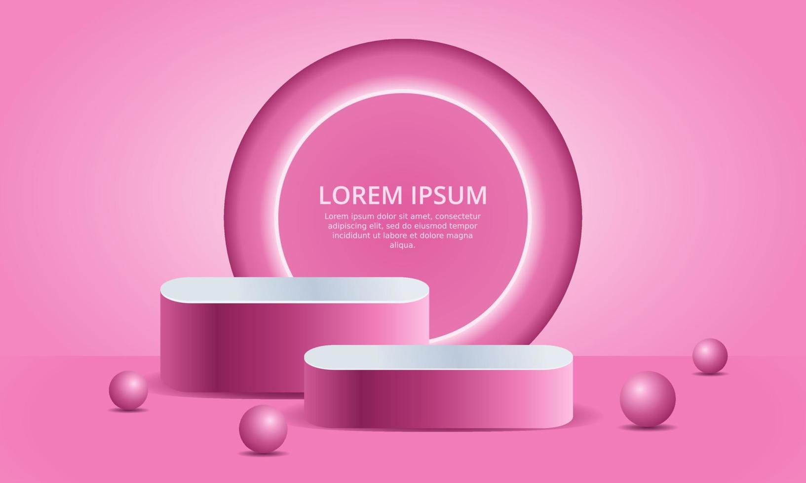 realistic 3D pink podium cosmetic product display vector