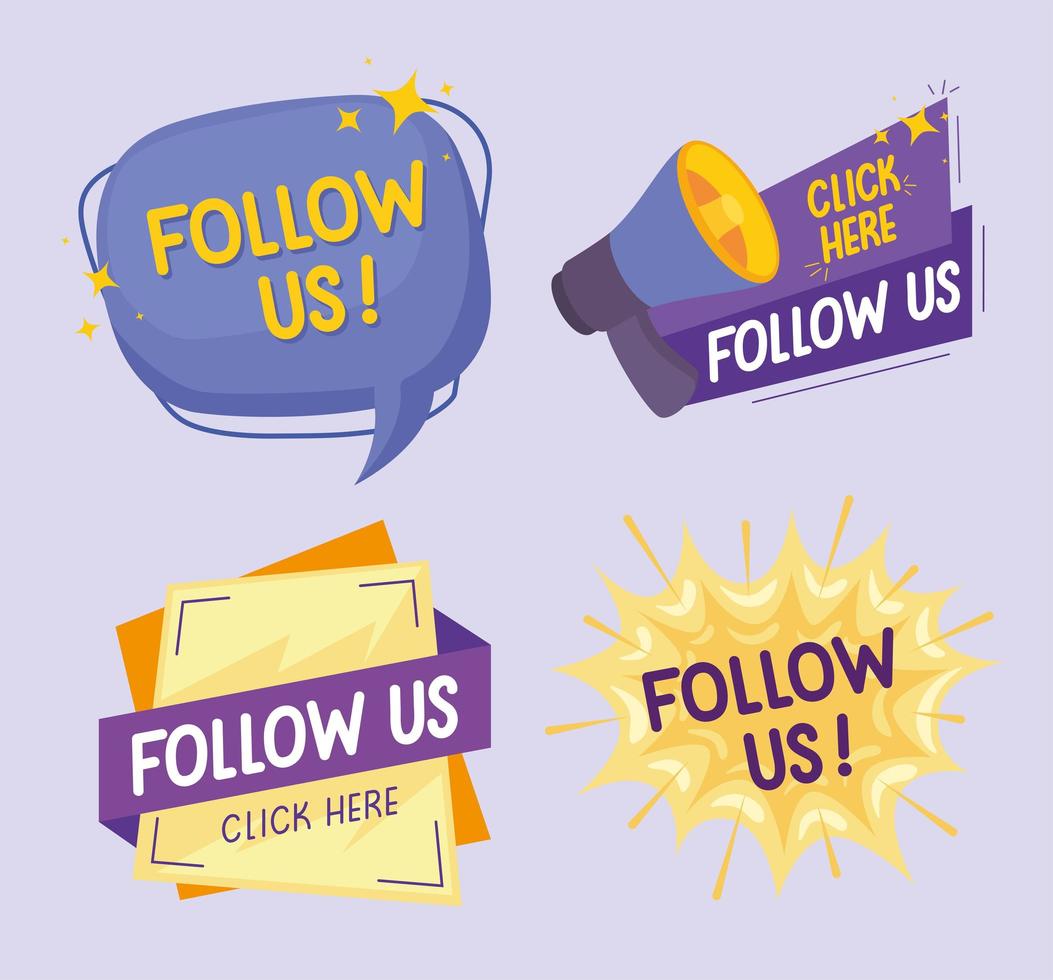 four follow us icons vector