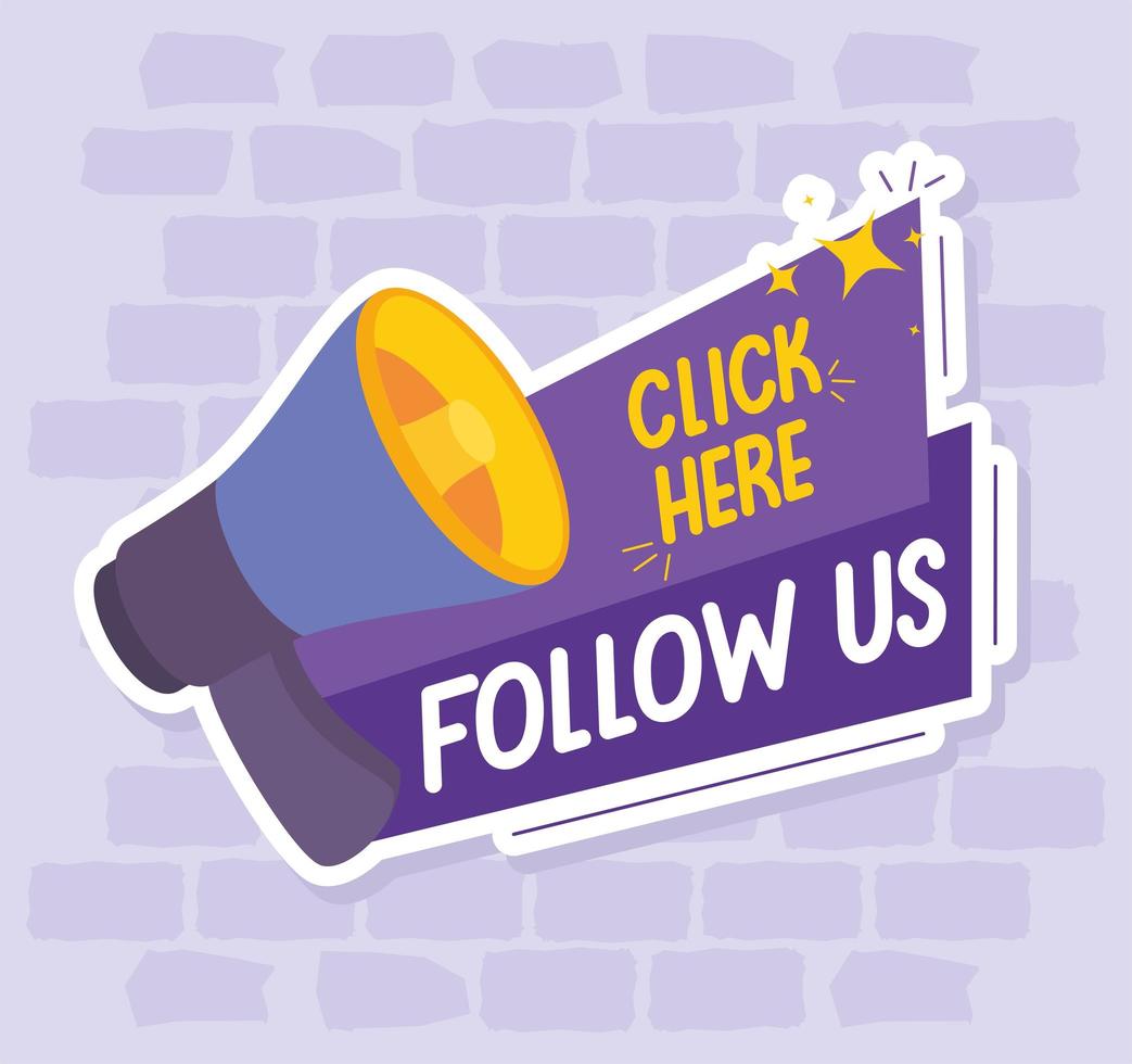 megaphone with follow us vector
