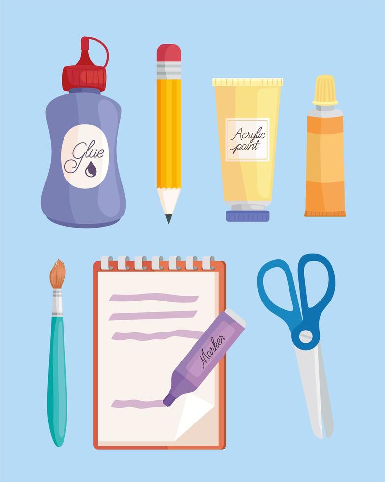 seven artist tools icons vector