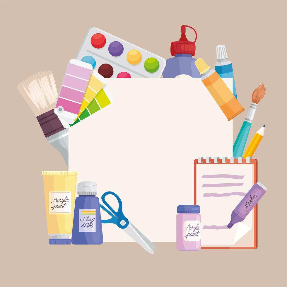 artist tools square frame vector