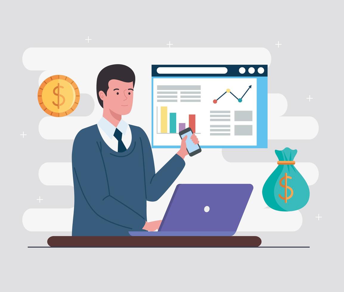 businessman with stock market vector