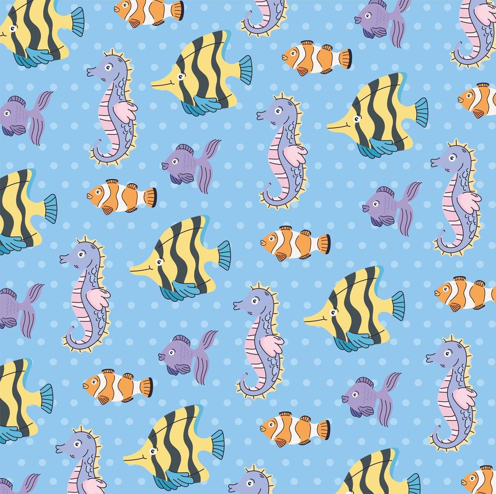 cute sealife animals pattern vector
