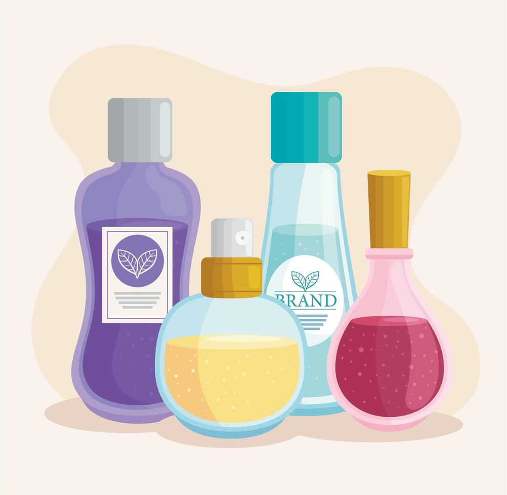 bottles of fragrances icons vector