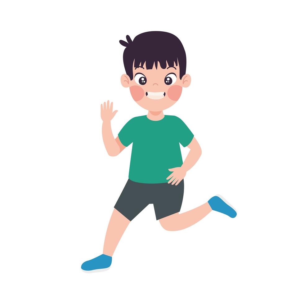 cute boy running vector