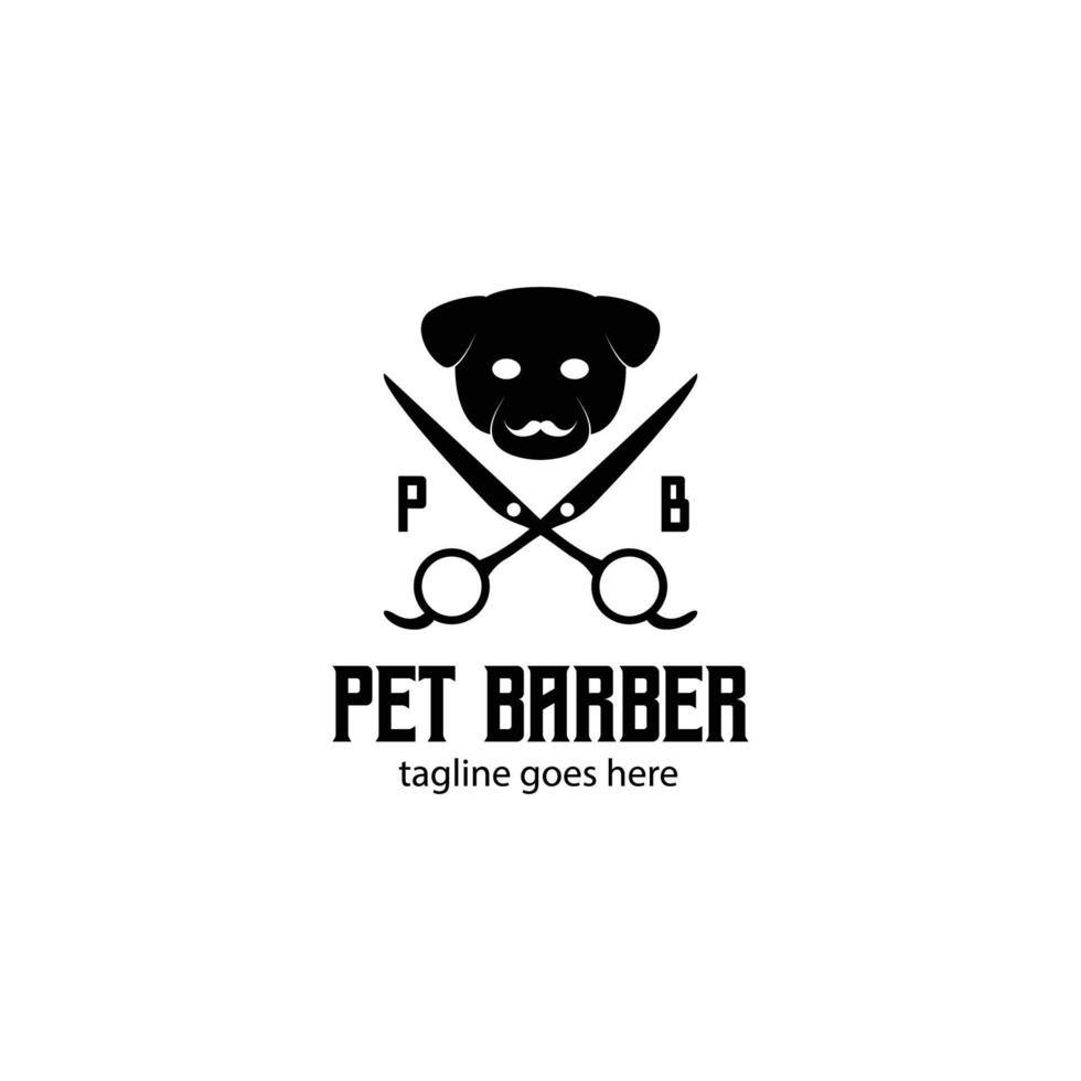 plantilla de diseño de logotipo de peluquero de mascotas vector