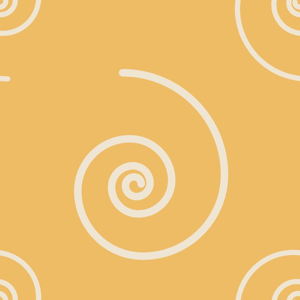seamless pattern with white spiral on yellow background, abstract pattern in linear style, Flat style illustration for textile. vector