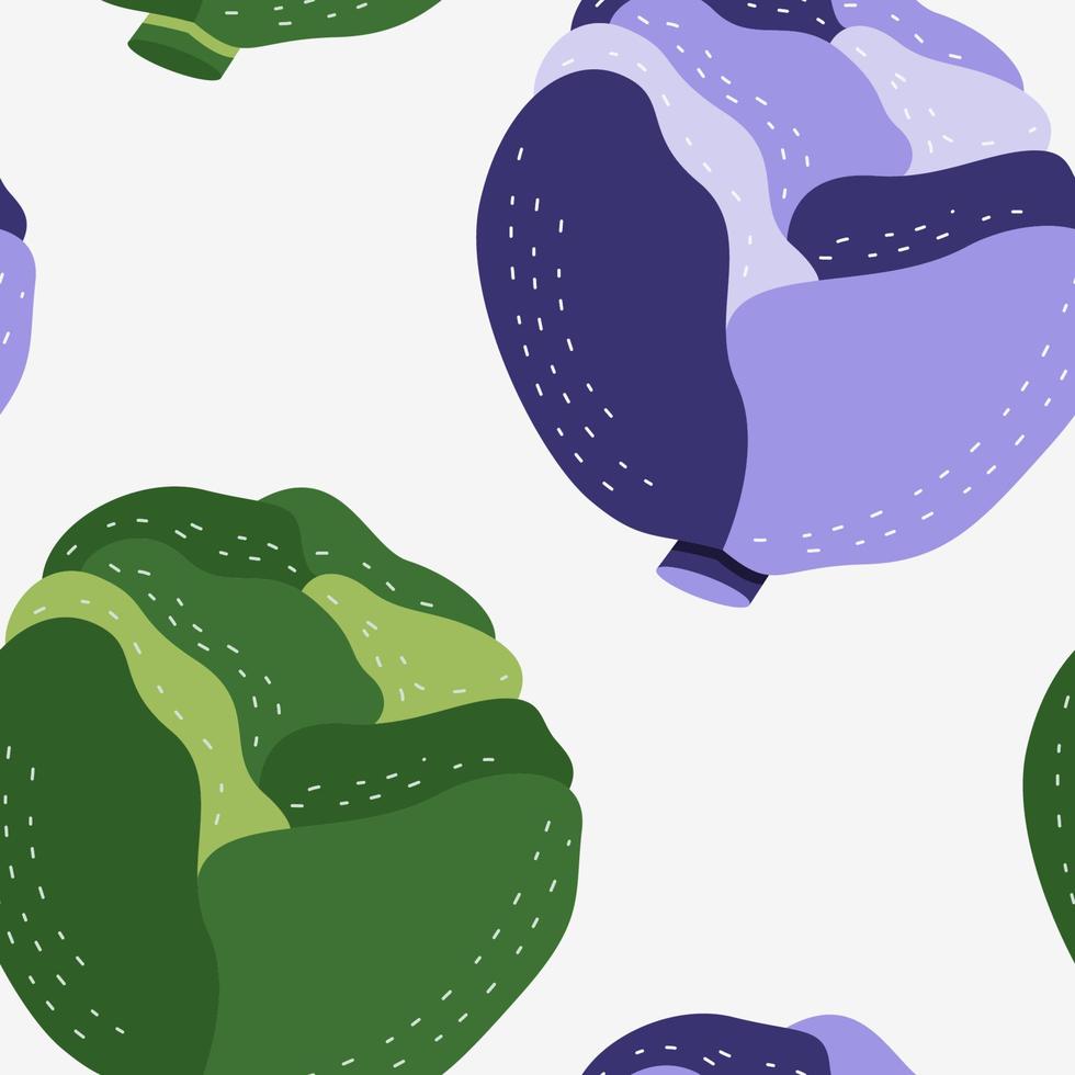 patrón sin costuras de verduras. vector saludable, dieta, alimentos orgánicos para su diseño. ilustración con repollo para textil en un estilo plano.