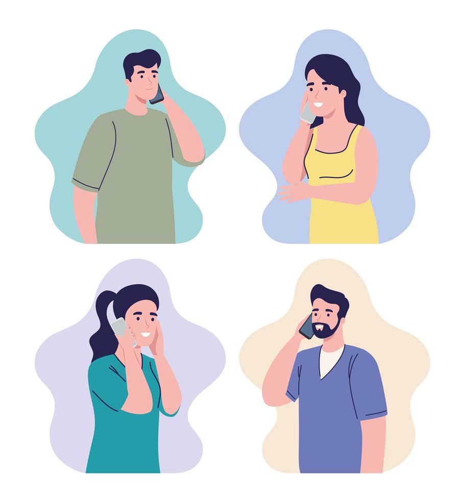 persons talking phone vector