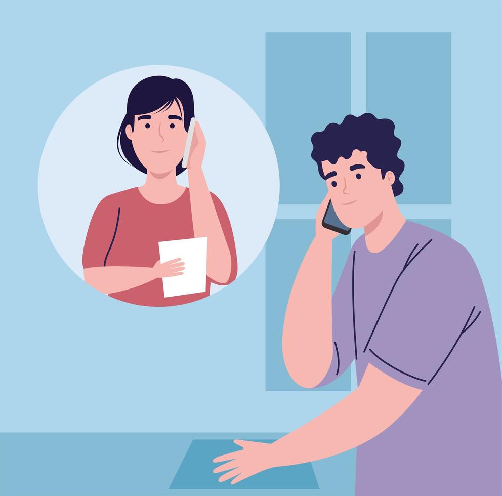 couple talking phone vector