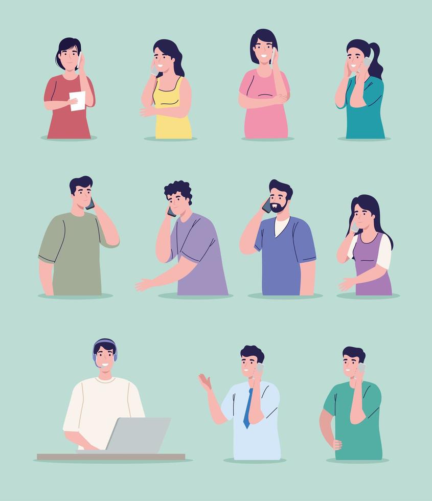 people talking phone vector