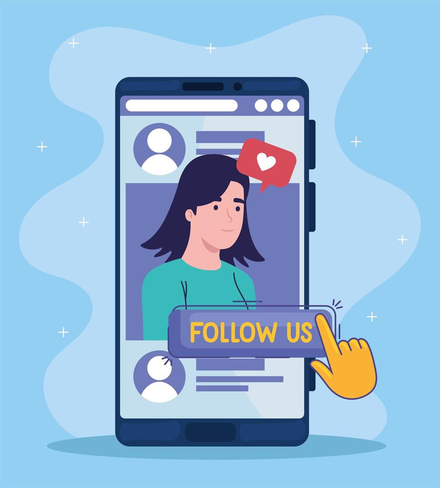 woman in smartphone vector
