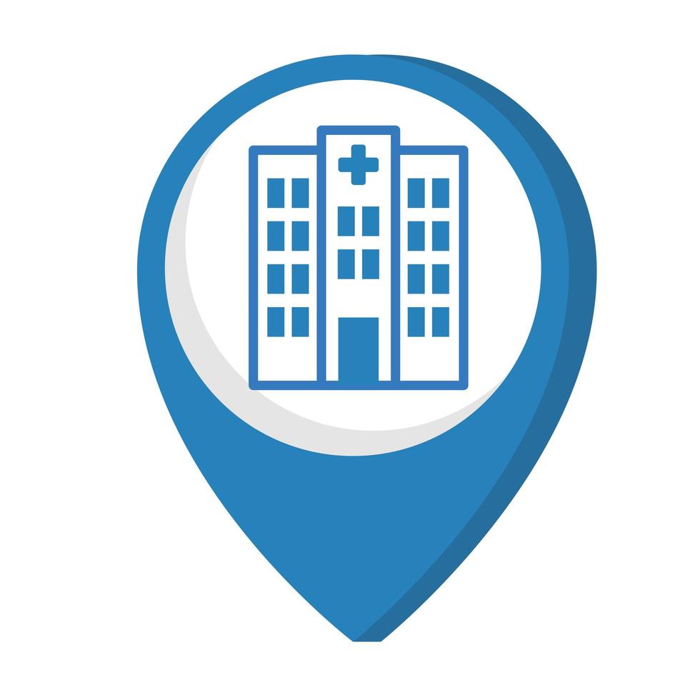 hospital en ubicación pin vector