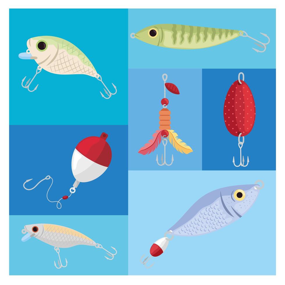 iconos de señuelos de pesca vector