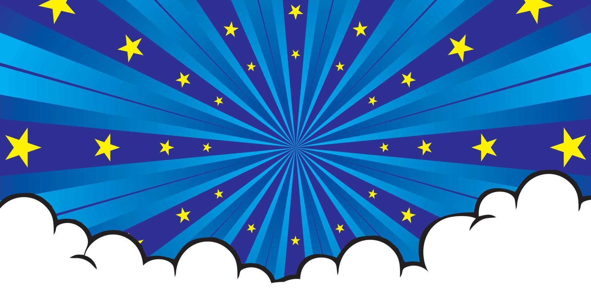 Comic background with cloud and star vector