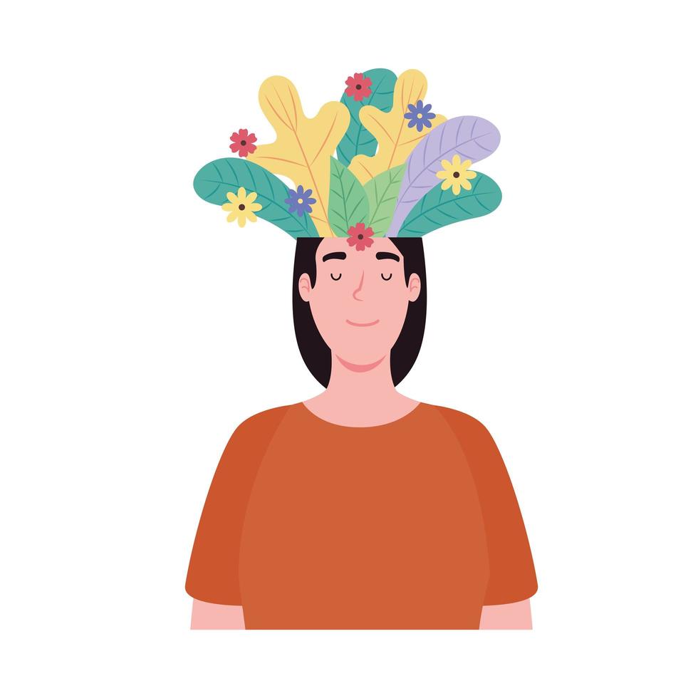 mujer con flujo de jardín vector