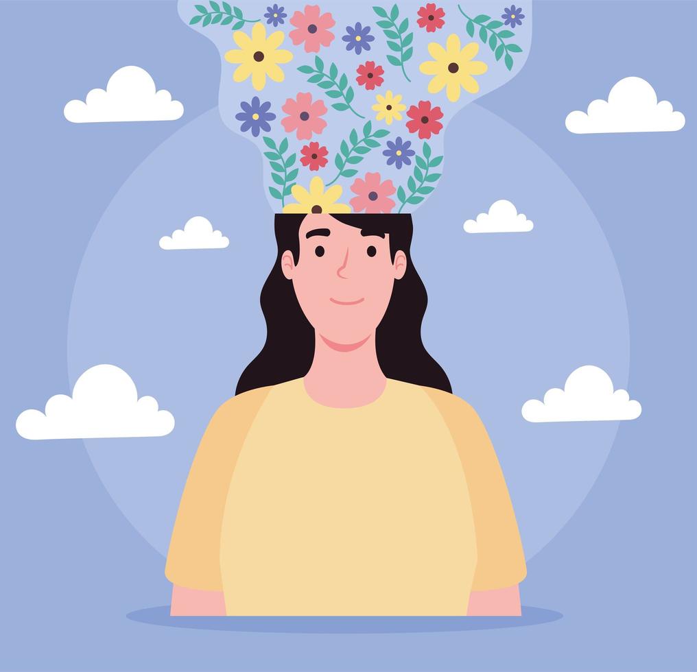 woman with floral flow 5262501 Vector Art at Vecteezy