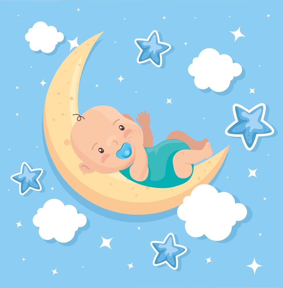 cute baby boy in moon vector