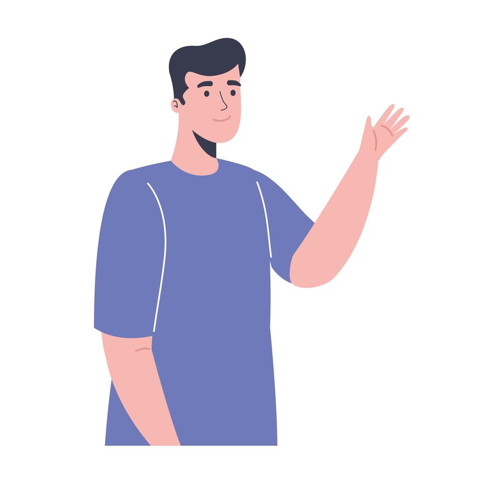 hombre con camisa azul vector