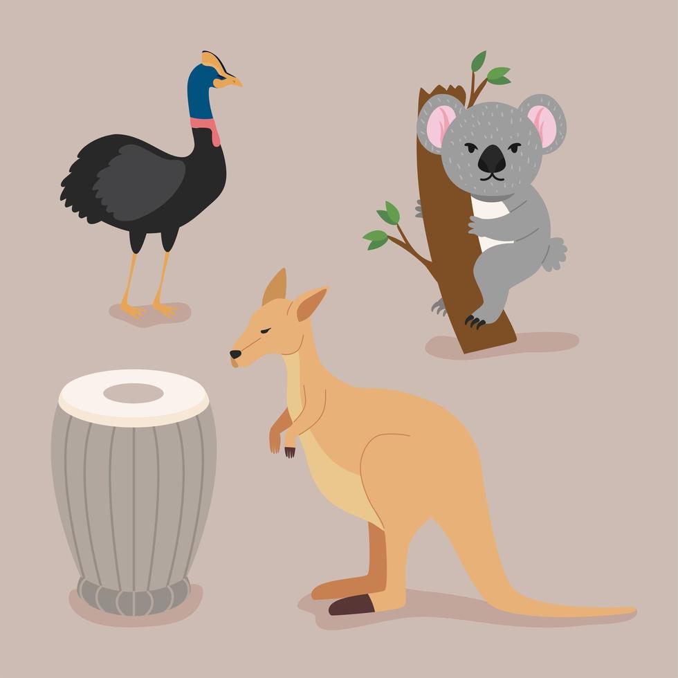 cuatro iconos del día de australia vector