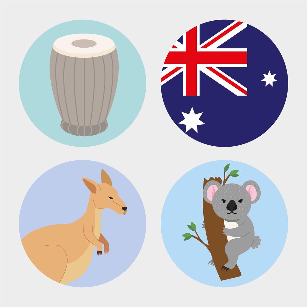 iconos del día cuatro de australia vector