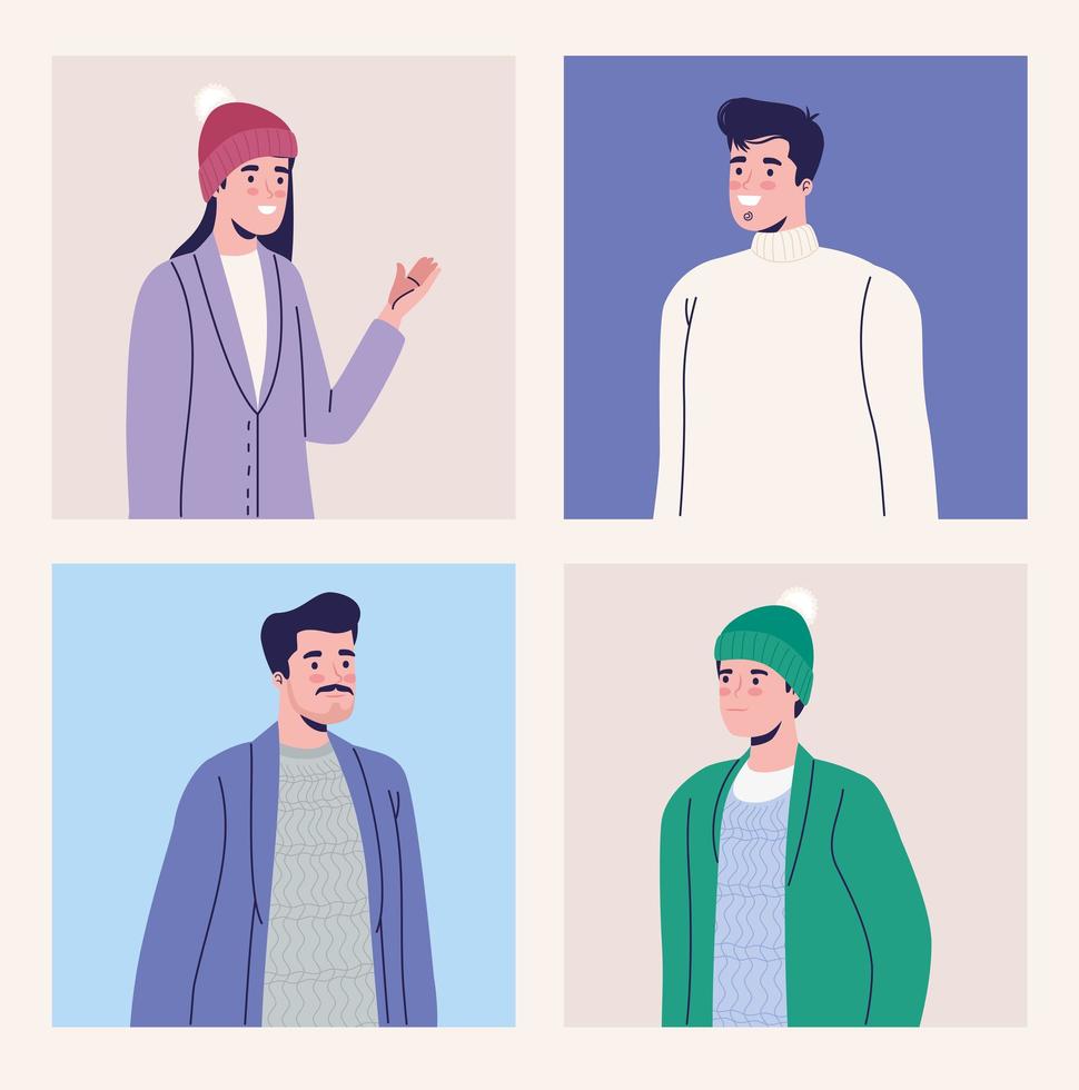 fotos de personas con ropa de invierno vector