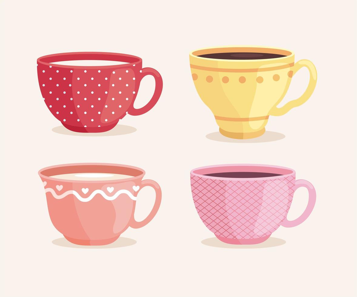 ceramic cups with decoration vector