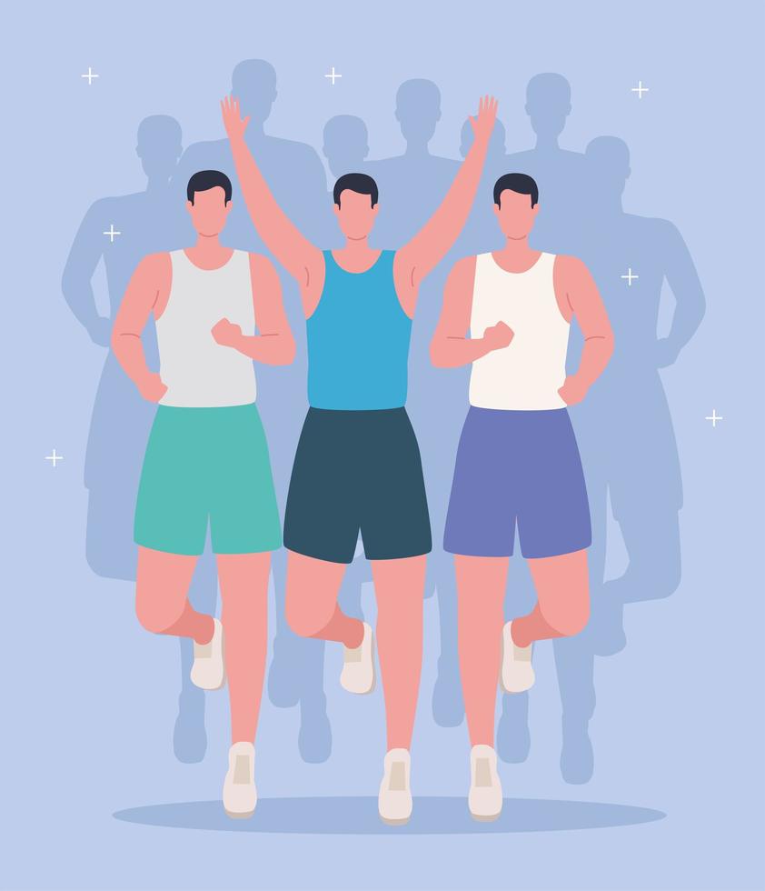 sportsmen celebrating in marathon vector
