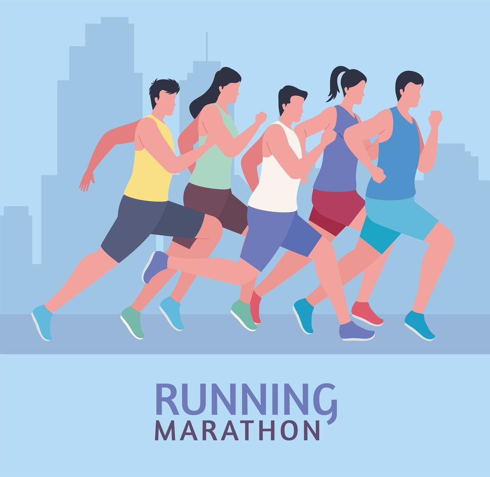 marathon sports people vector