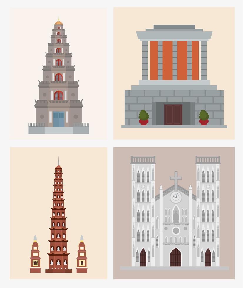 buildings of vietnam vector
