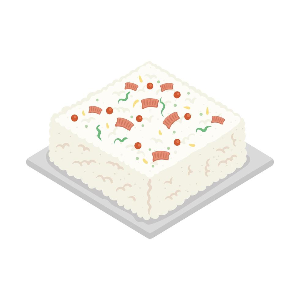 japanese rice in dish vector