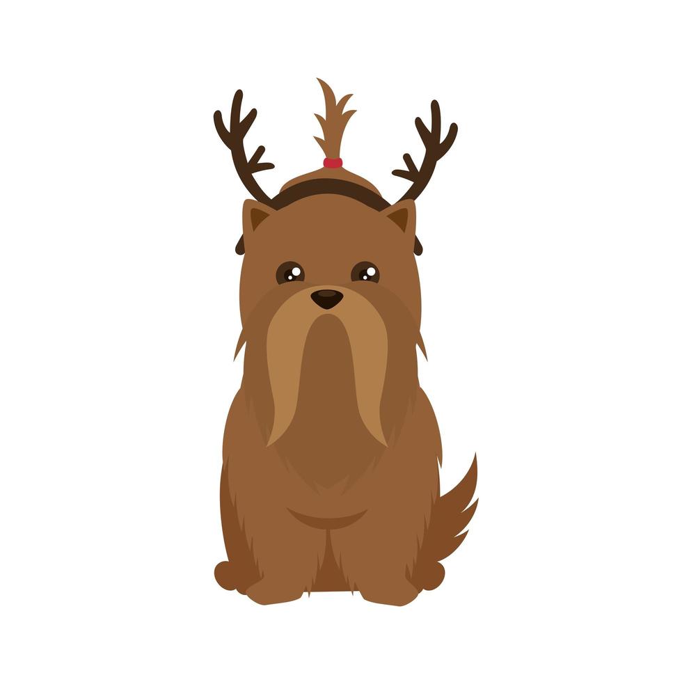 dog with reindeer horns vector