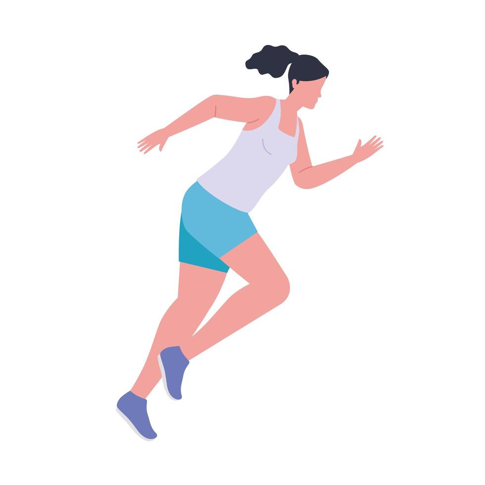 mujer corriendo rapido en maraton vector