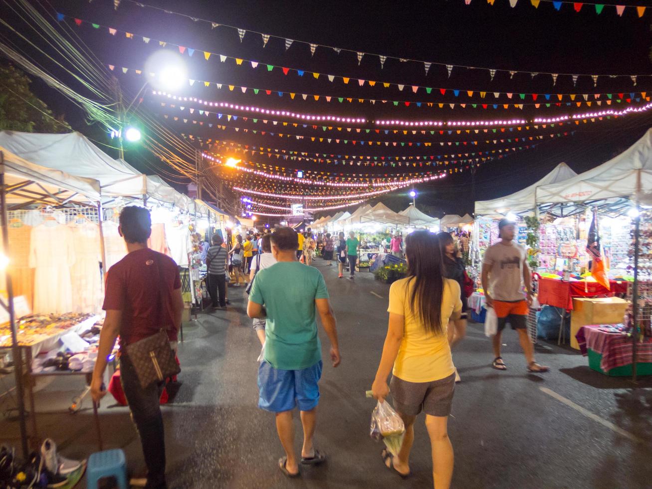 Sroew ground walking street BuriramThailand 20 November 2018 This is a pedestrian street that is the source of the culture of the people in Buriram. Products in the community to sell. photo