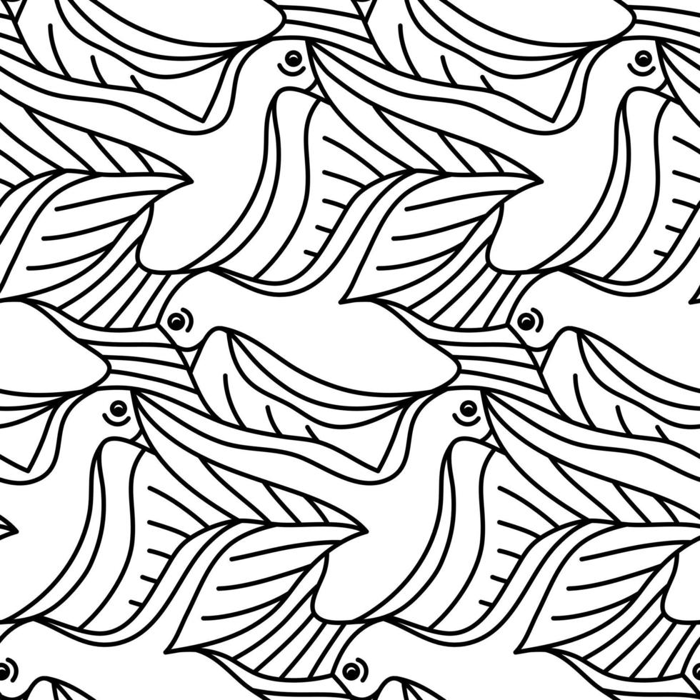 Simple Tessellation Bird Line Vector Seamless Pattern Design