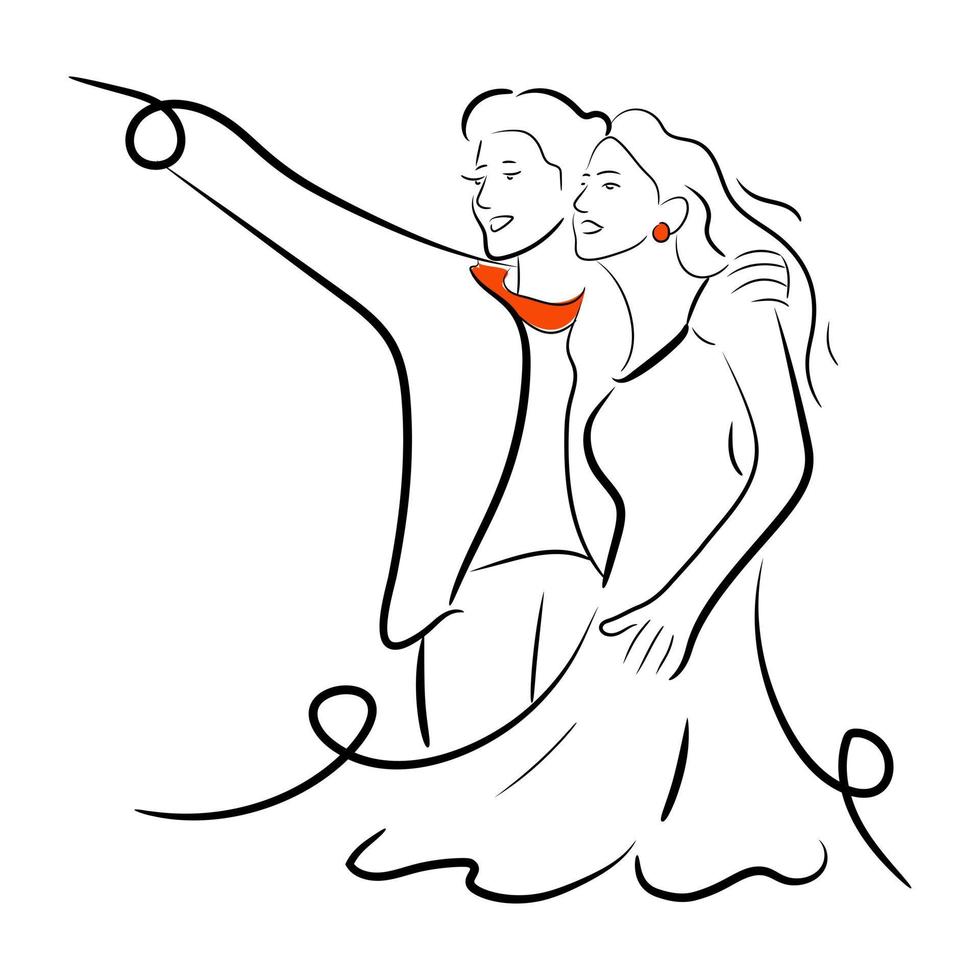 A beautiful hand drawn illustration of married couple vector